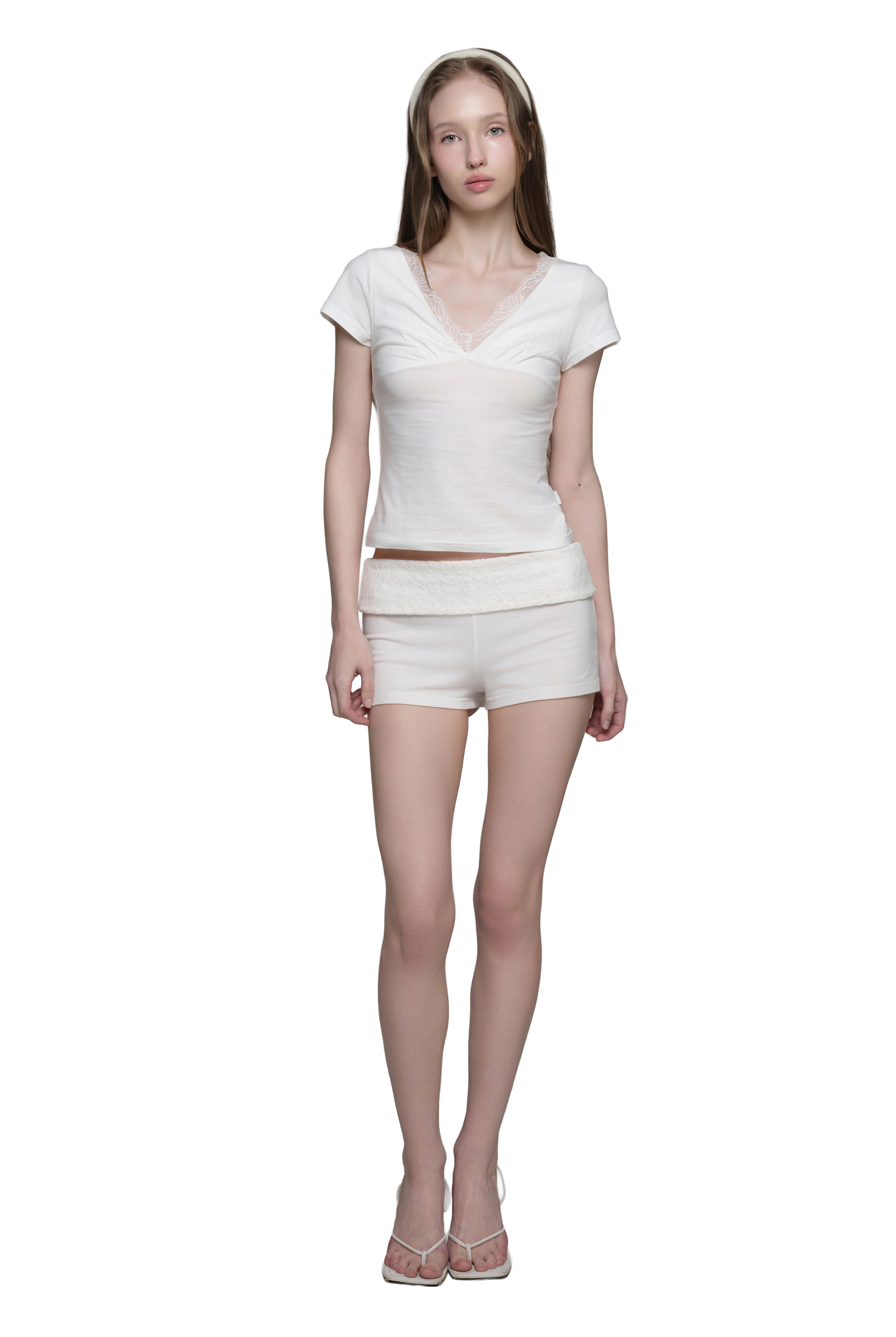 Rose Tea Lace V Top (Ivory)