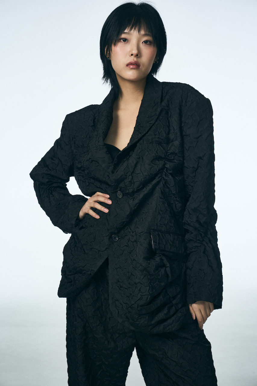 SHIRRING RAINDROP JACKET_BLACK