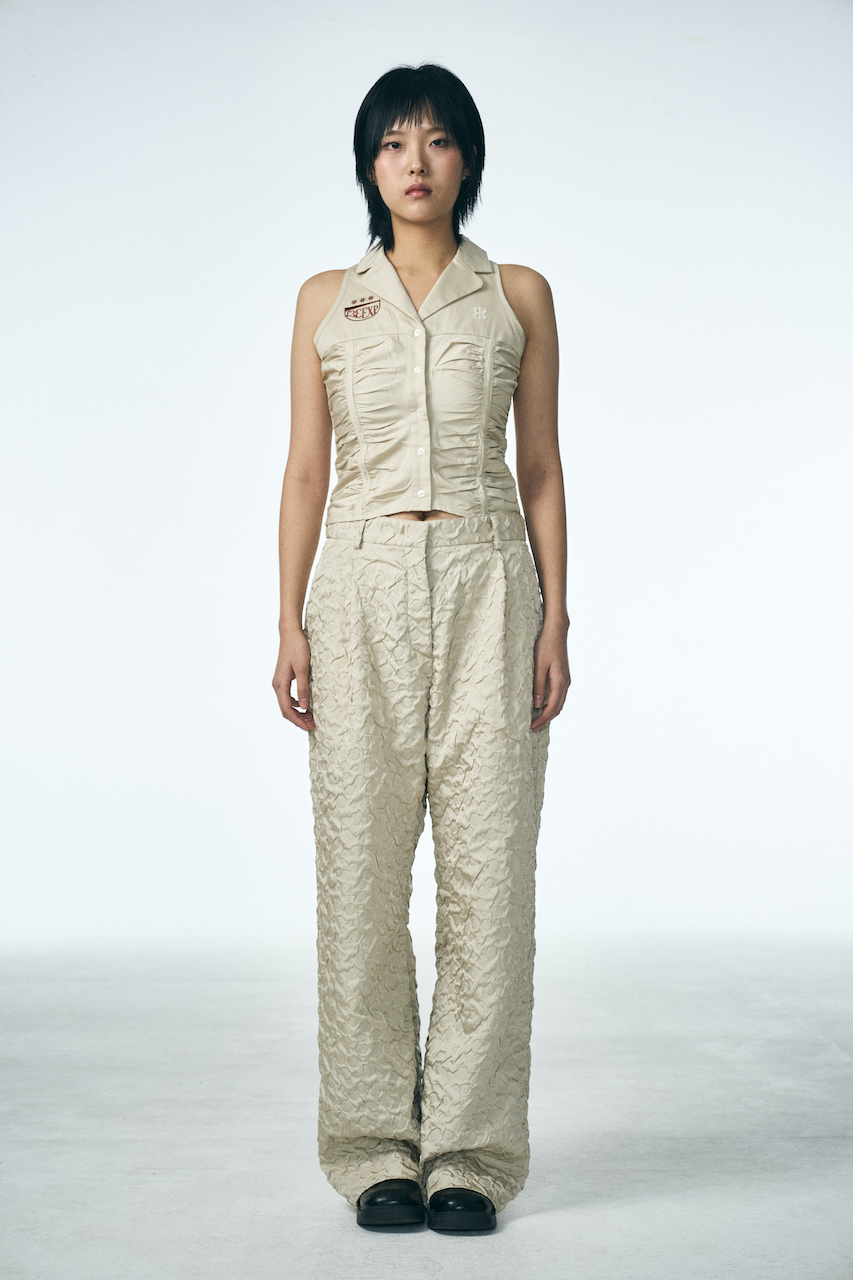 SHIRRING RAINDROP PANTS_BEIGE