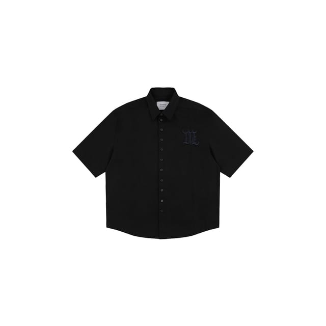 [MEANTIME : 민타임] DELTA G DAGGER EMBROIDERED SHORT SLEEVES SHIRT BLACK