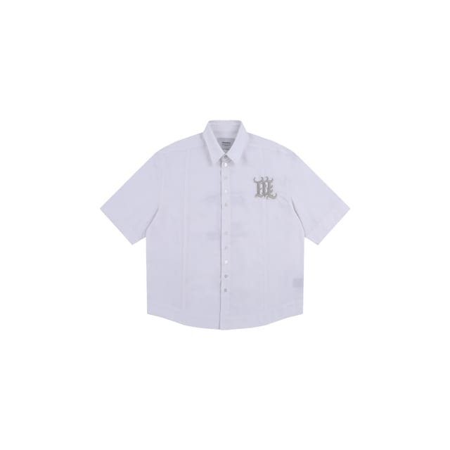 [MEANTIME : 민타임] DELTA G DAGGER EMBROIDERED SHORT SLEEVES SHIRT WHITE