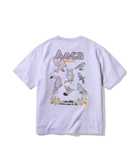 AECA BIRDS HALF SLEEVE-LIGHT GREY