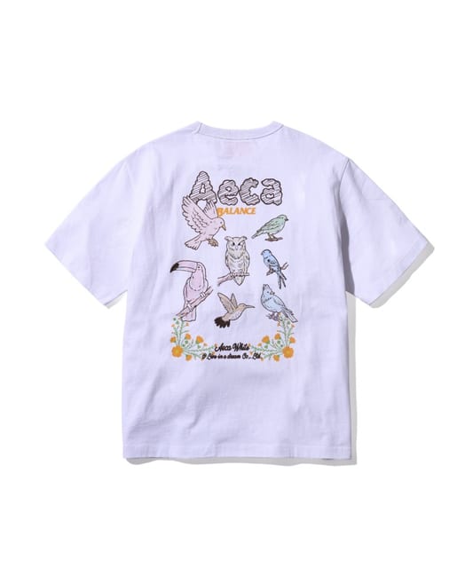 AECA BIRDS HALF SLEEVE-WHITE