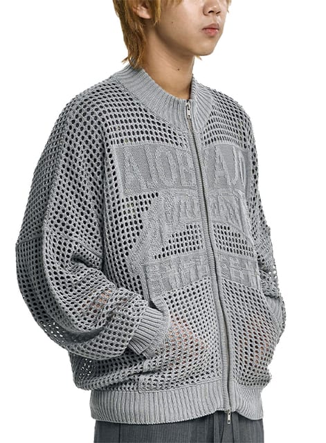 Total Logo Drop Needle Zip-Up [LIGHT GREY]
