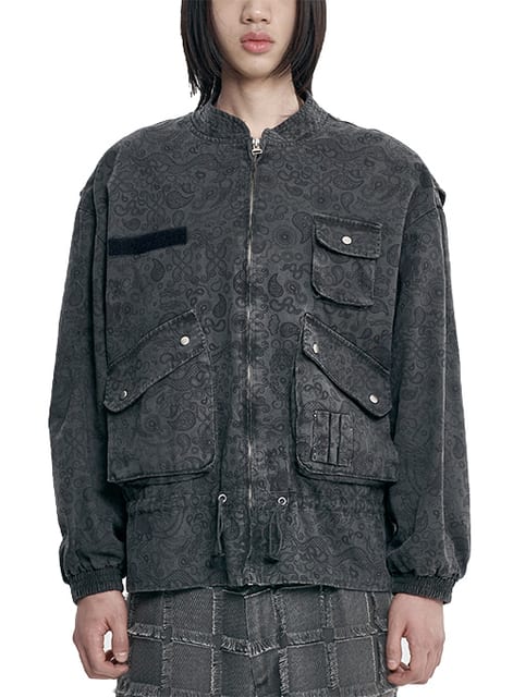 Vintage Washed Paisley String Jacket [CHARCOAL]