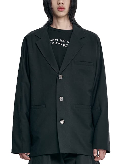Wool Blended Batwing Jacket [BLACK]
