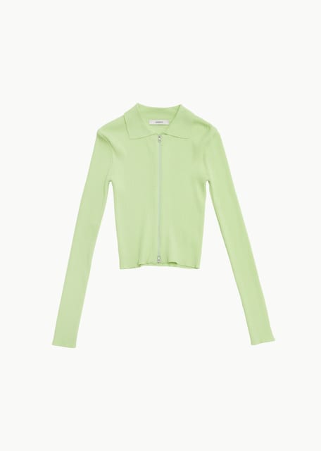 RIB TWO WAY ZIP-UP CARDIGAN (3COLORS)
