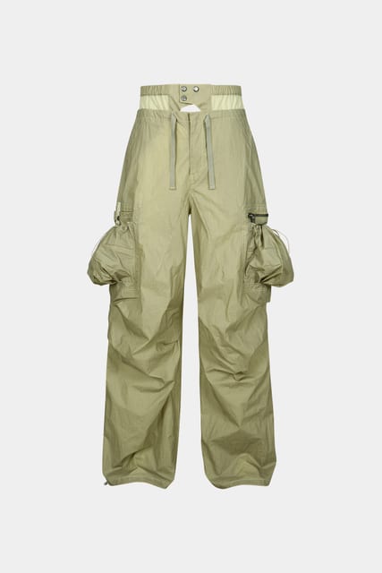 BALLOON POCKET PARACHUTE PANTS apa709w(YELLOW BEIGE)