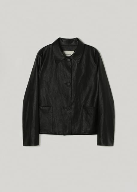 Leather short jacket (black)