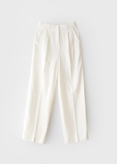 Linen wide slacks (ivory)
