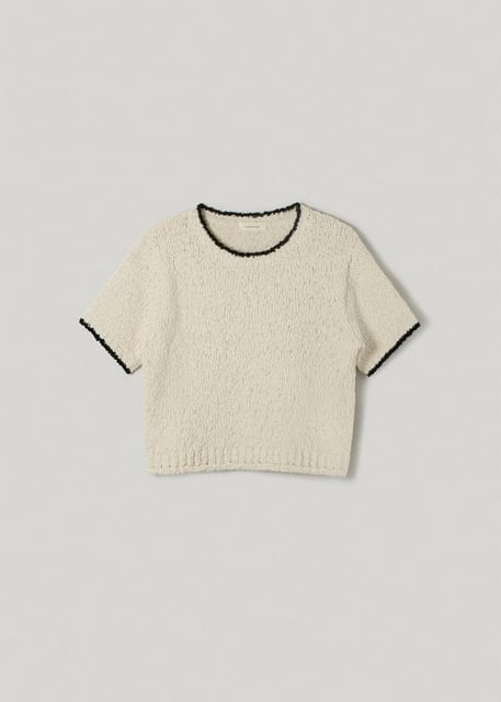 Pansy half sleeve knit (ivory)