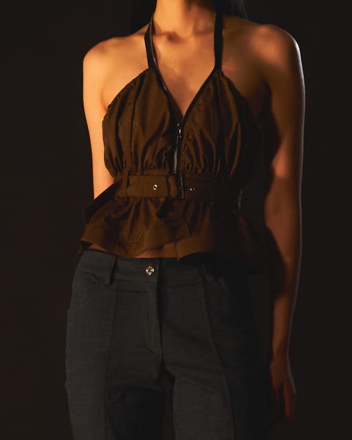 Wrinkled Minimal Top (Dark Brown)