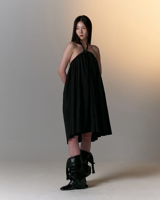 Zipped Draping Top (Black)