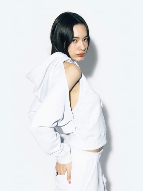 CROP SWEAT BOLERO WHITE MELANGE