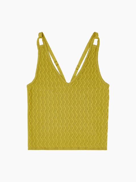 CROSS BACKLESS KNIT VEST KHAKI
