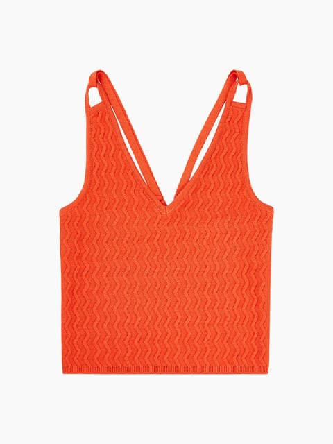 CROSS BACKLESS KNIT VEST ORANGE