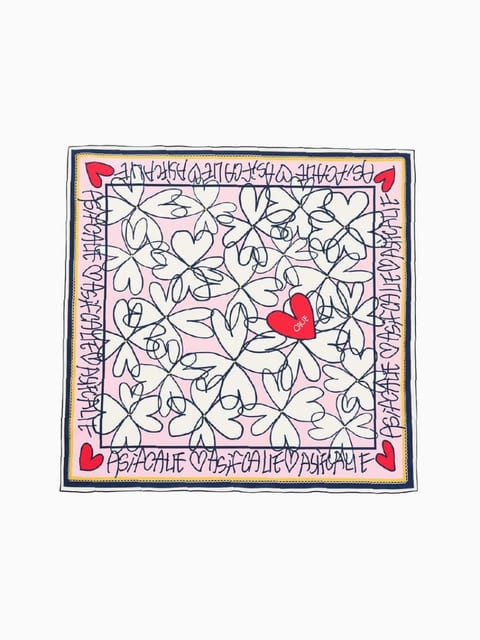 FLOWER STRIPE SCARF PINK