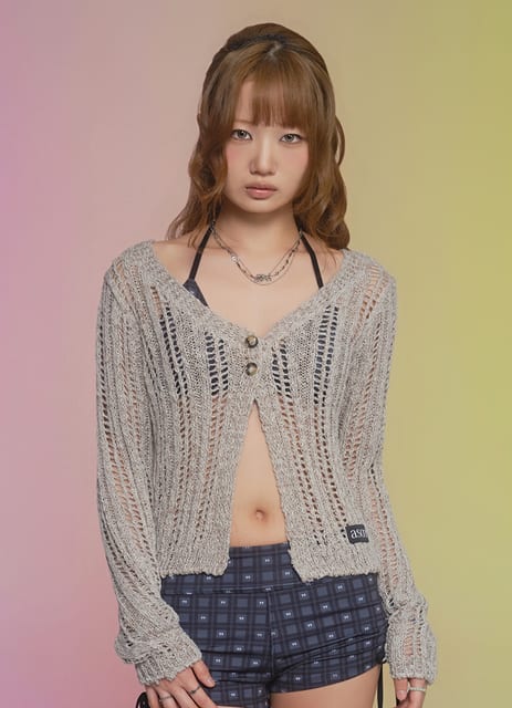 PALE NET CARDIGAN / BEIGE