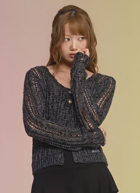 PALE NET CARDIGAN / BLACK