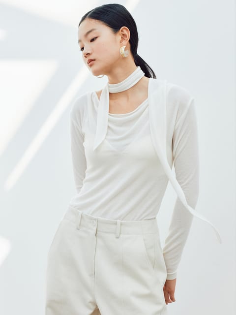 FLOWING TIE TOP [IVORY]