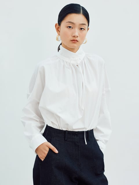 SHIRRING STRING BLOUSE [WHITE]