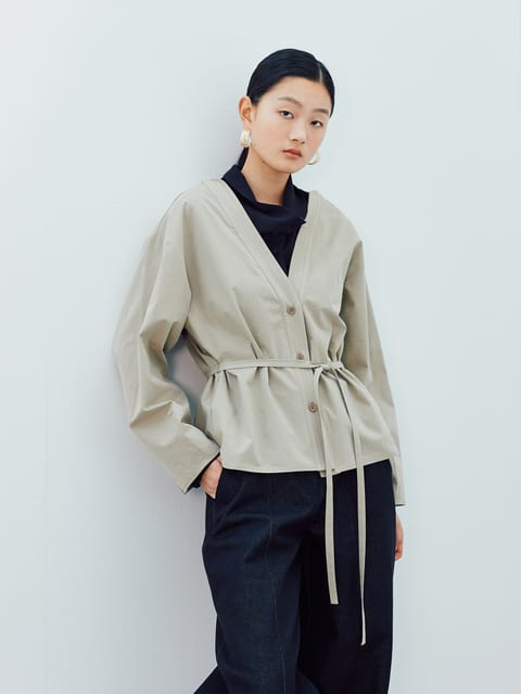 STITCH STRAP SHIRT JACKET [BEIGE]