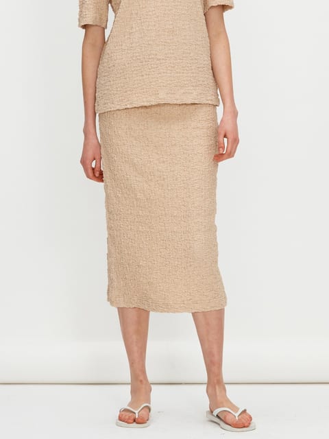 Crinkle slit skirt - Beige