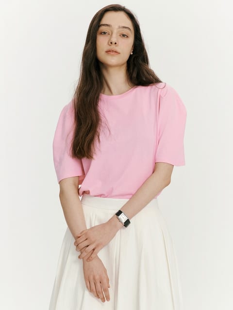 Curved short sleeve tee - Pink