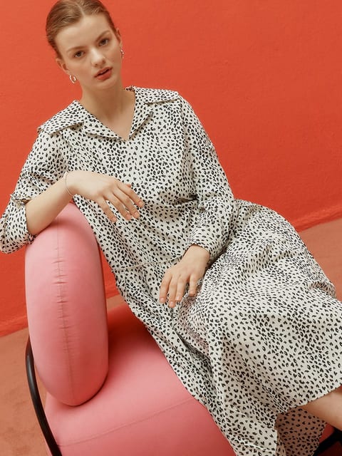 Elly pleats dress - Ivory mix