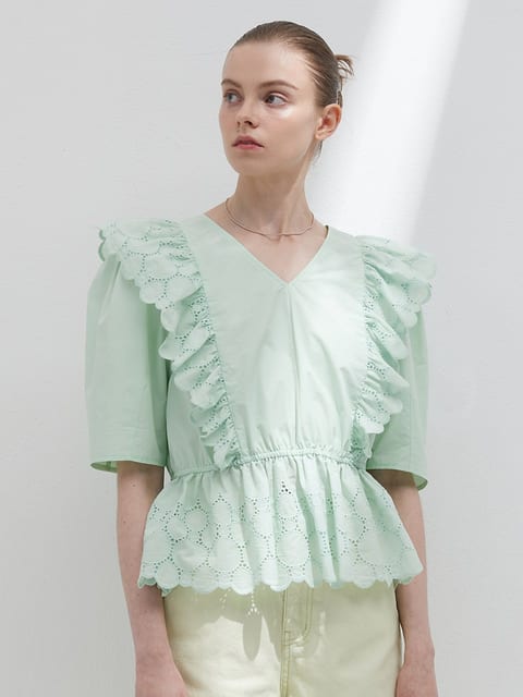 Lace ruffle top - Mint