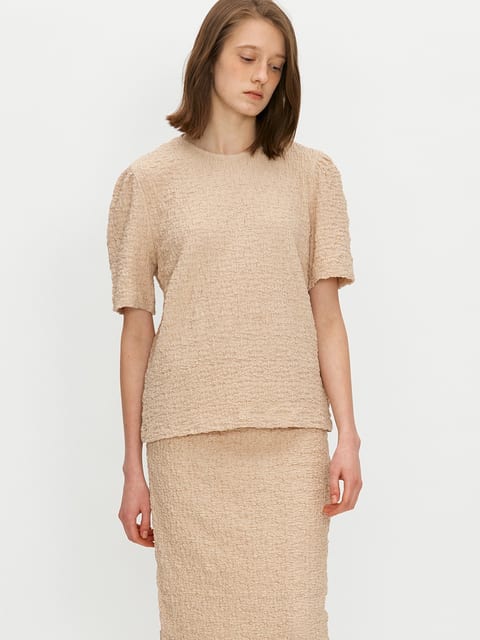 Puff crinkle top - Beige