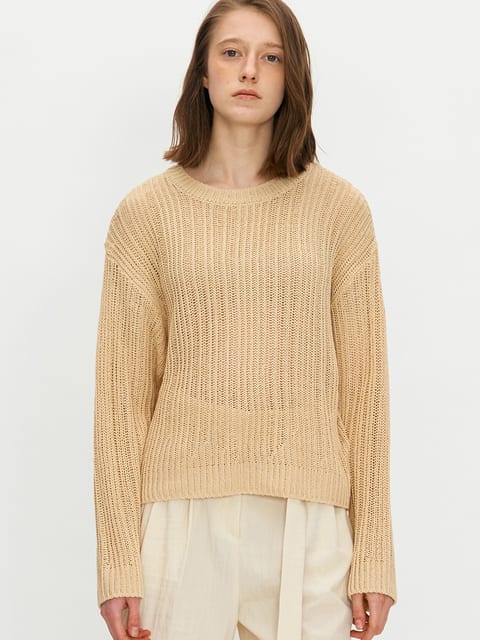 Sheer ribbed knit - Ecru