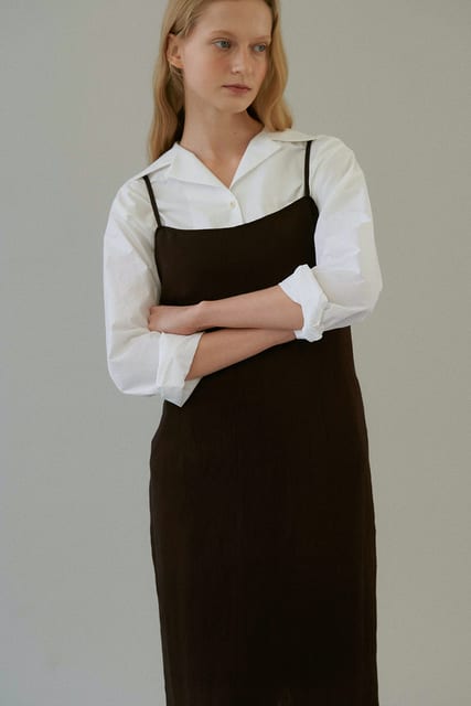 linen blend camisole dress [Italian fabric] (plum)