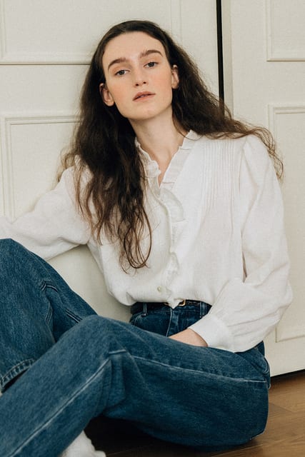 spring cotton pin-tuck blouse (white)