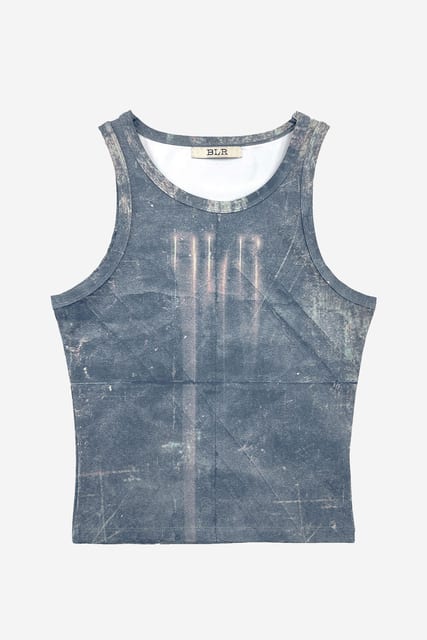 BLR PRINTED BLUE SLEEVELESS