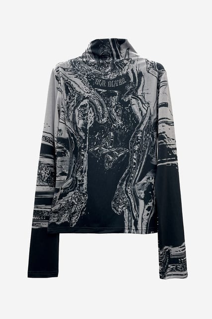 BLR PRINTED HIGH-NECK TOP