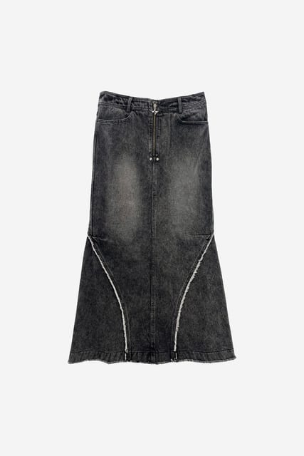 DENIM WIDE LONG SKIRT