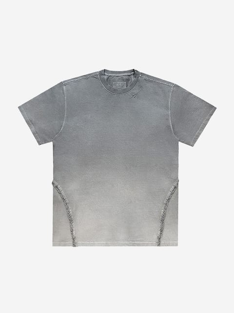 Destroyed Gradation Bleached Short Sleeve Grey