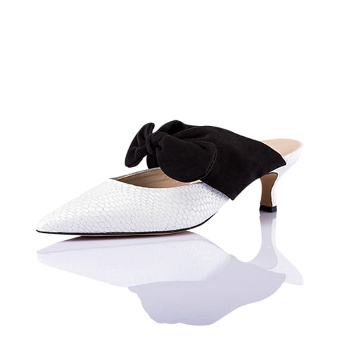 Audrey Ribbon Mule_White Cobra