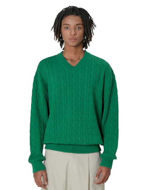 22SS Cashmere Cable Sweater, Green