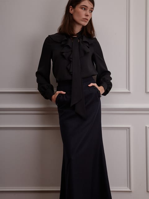 [OUTLET] Button Detail Maxi Skirt