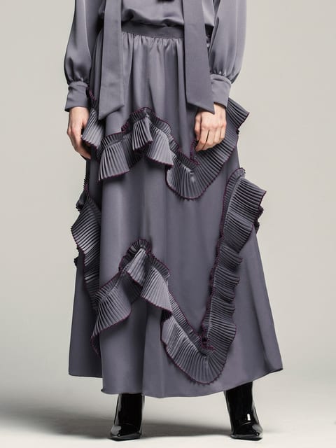 Ruffled Crinkled Skirt_gray