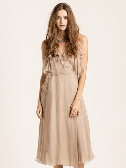 Ruffled strap silk-chiffon mini dress