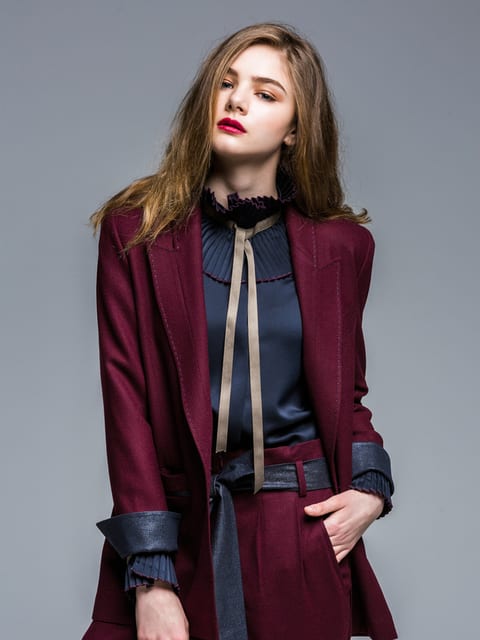 Wide Collar Pleats Blouse