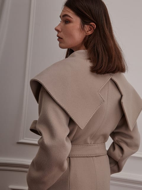 Wide Notched Collar Wrap Coat