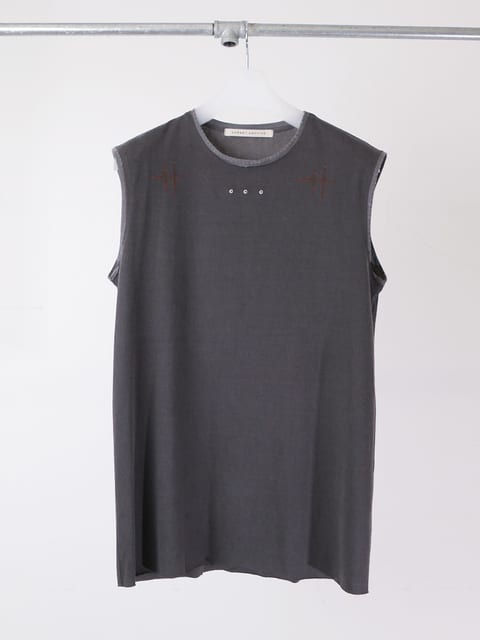 BINARY STARS TATTOO SLEEVELESS TOP / DARK GREY