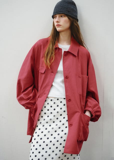Linen Blend Utility Field Jacket_CTO155(Red)