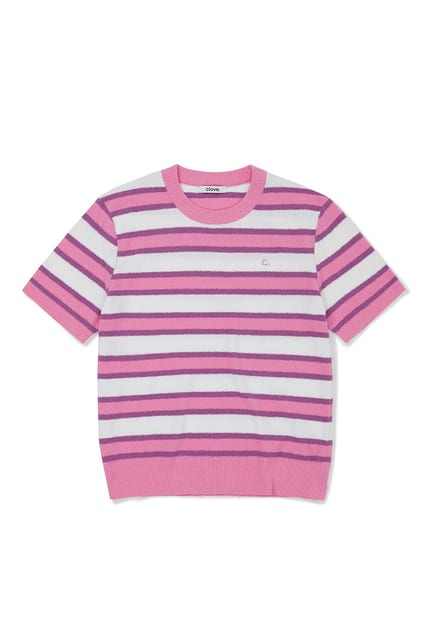 [22SS clove] Boucle Striped Knit (Pink)