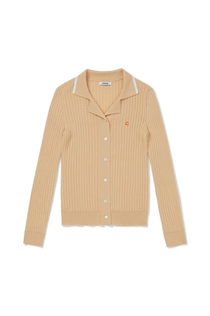 [22SS clove] Ribbed Knit Cardigan (Beige)