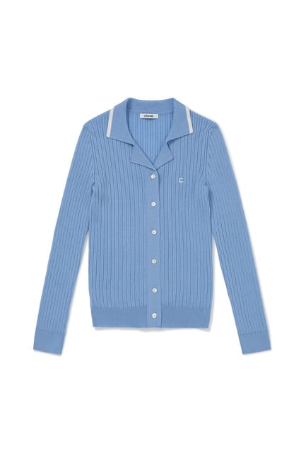 [22SS clove] Ribbed Knit Cardigan (Sky Blue)